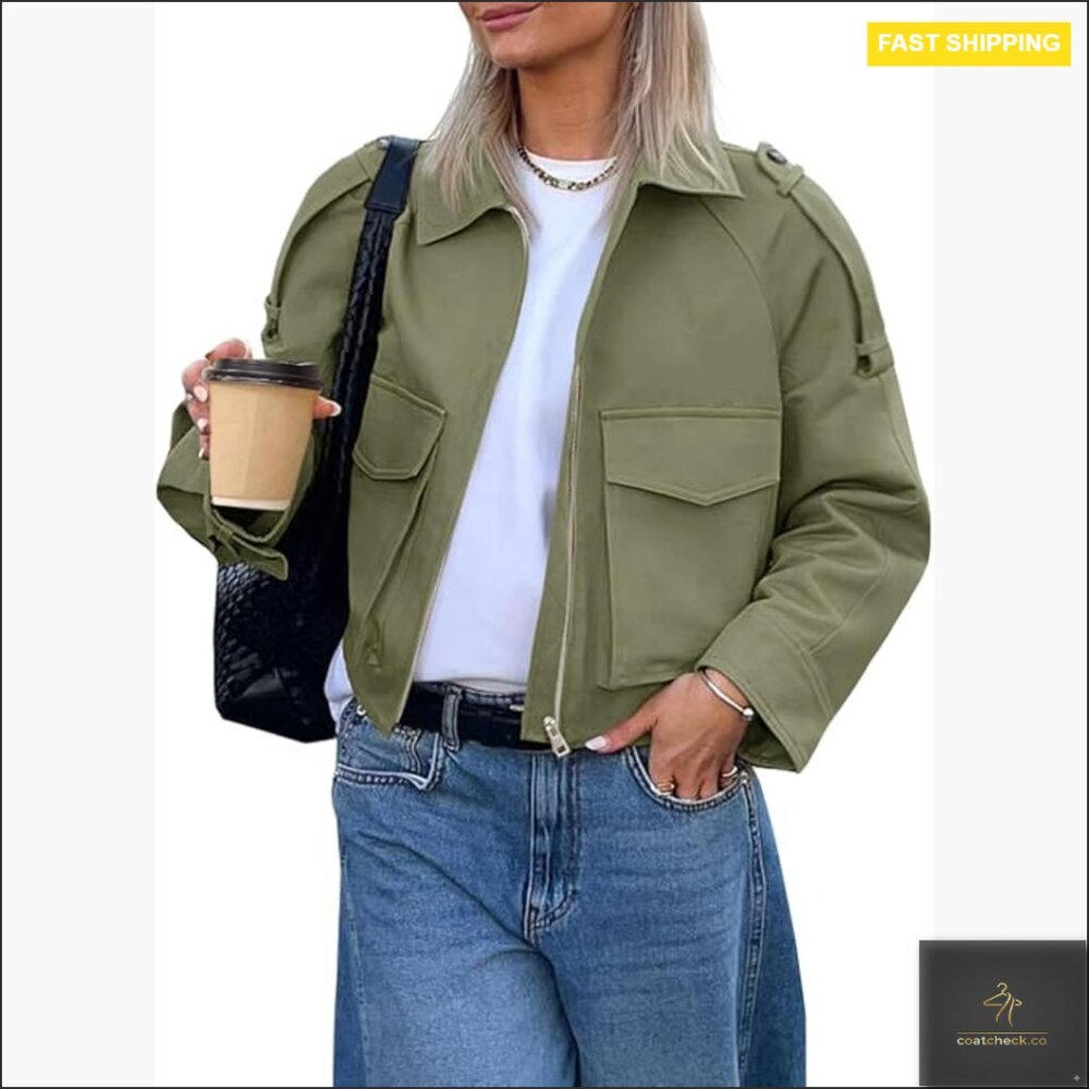 Cropped Utility Jacket With Pockets, Lightweight … - image 1